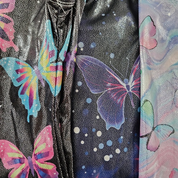 Other - Girls Butterfly Gymnastics Biketard Set 3pc Metallic Dance Leotard Size 7